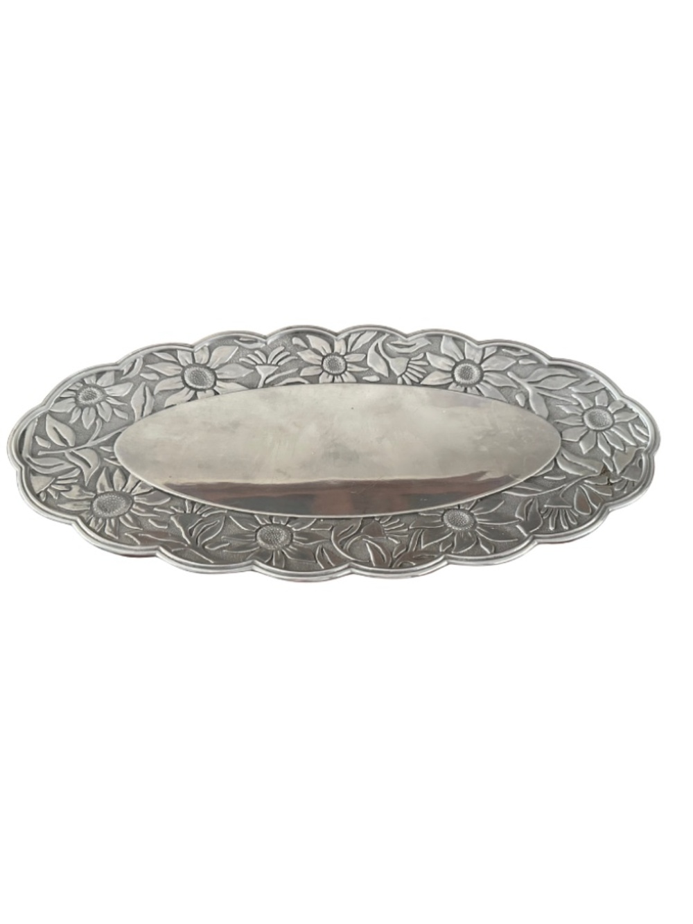 Gorham Silver Bread Tray Floral Edge Oval 14 x 7